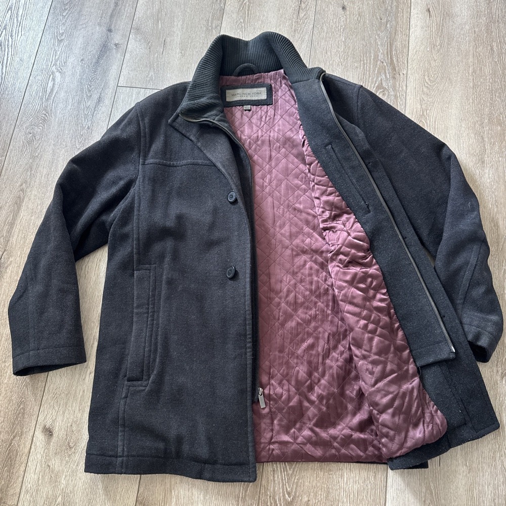 Marc New York By Andrew Marc Wool Blend Polyester Lined Winter Jacket Large